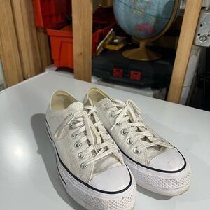 White Converse Platform Canvas Sneakers